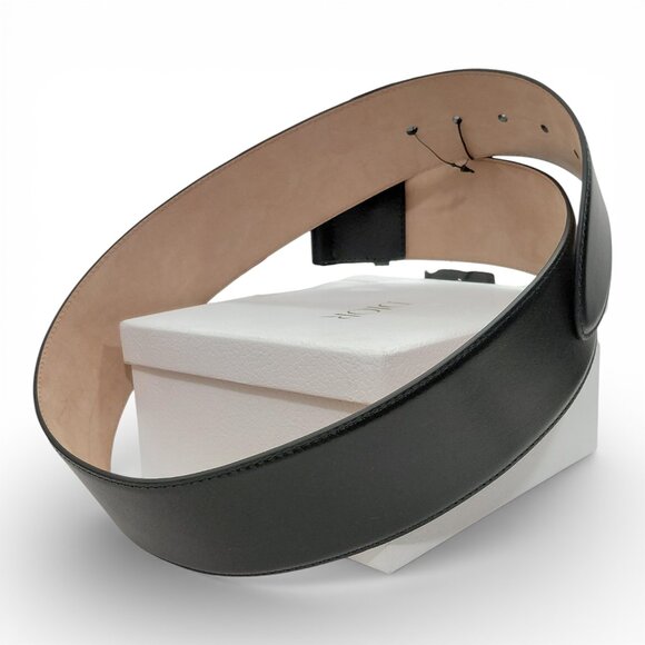 Alexander McQueen Unisex Black Geometric Buckle Leather High Belt (0213) main image 5